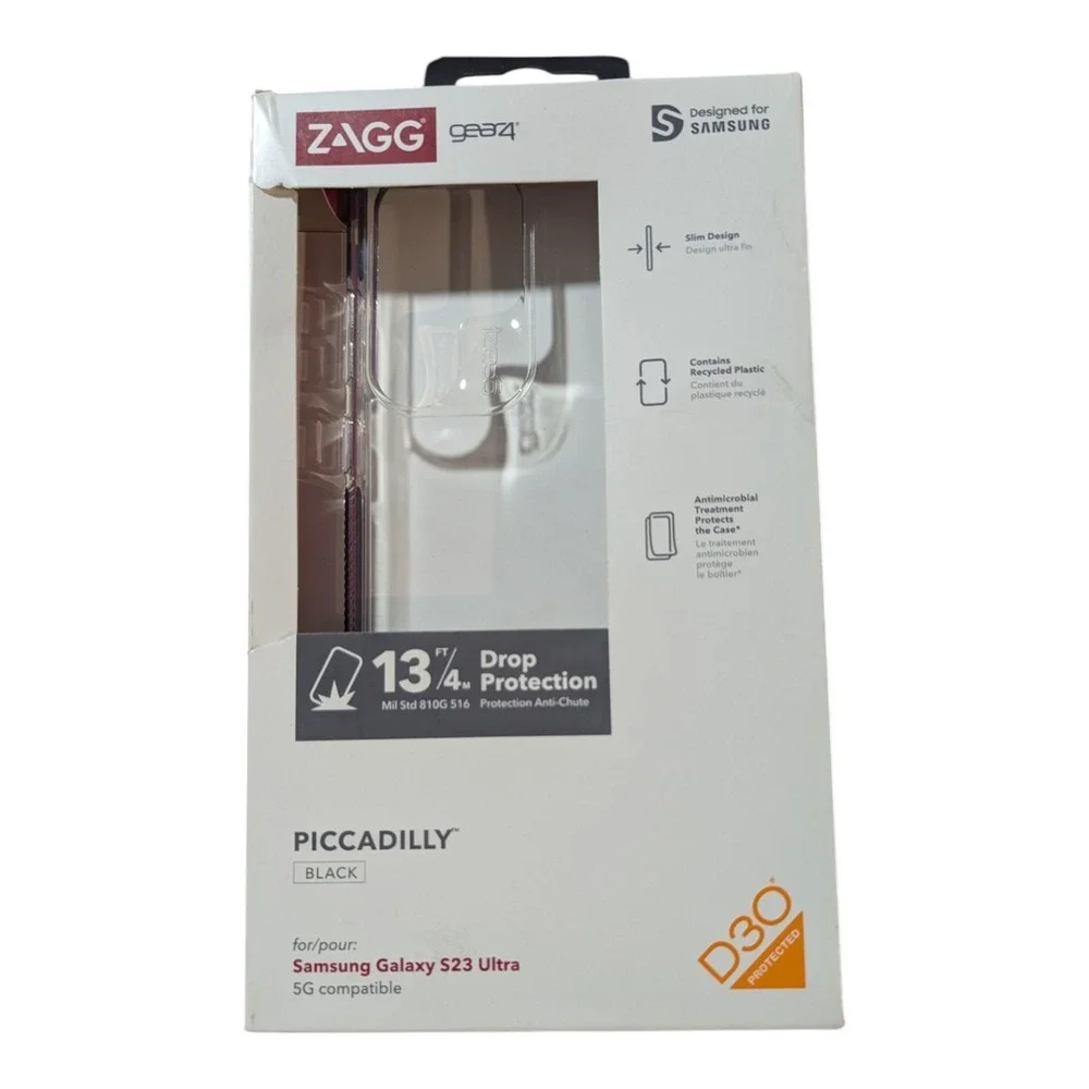 E9. ZAGG Gear4 Piccadilly Black Case for Samsung Galaxy S23 Ultra - Clear